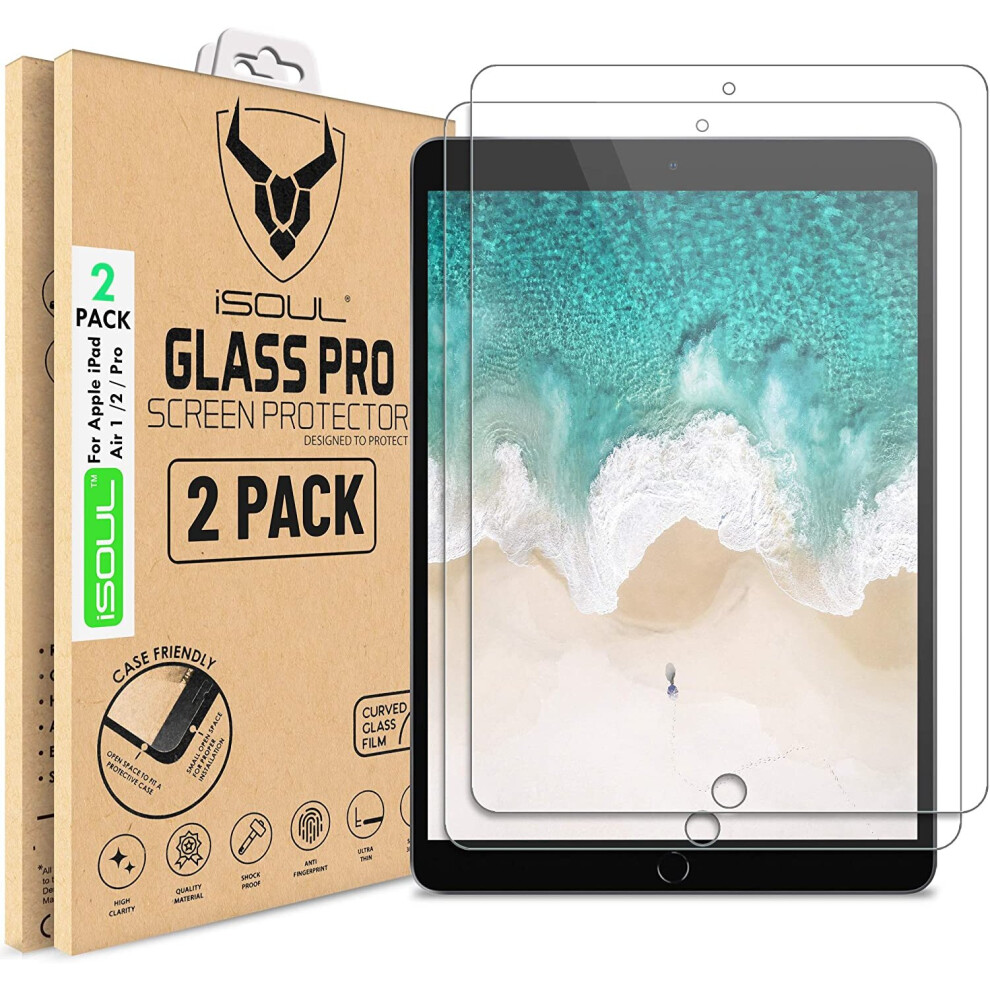 iSOUL Screen Protector For Apple iPad Pro 10.5, Air 3, 2 Pack Tempered Glass [9H Hardness]