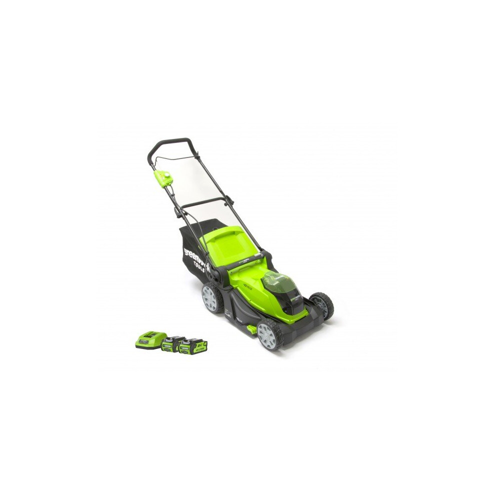 Garden Equipment - Greenworks GWG40LM41K2X 40cm 2x 2ah Bat & Char Lawn Mower