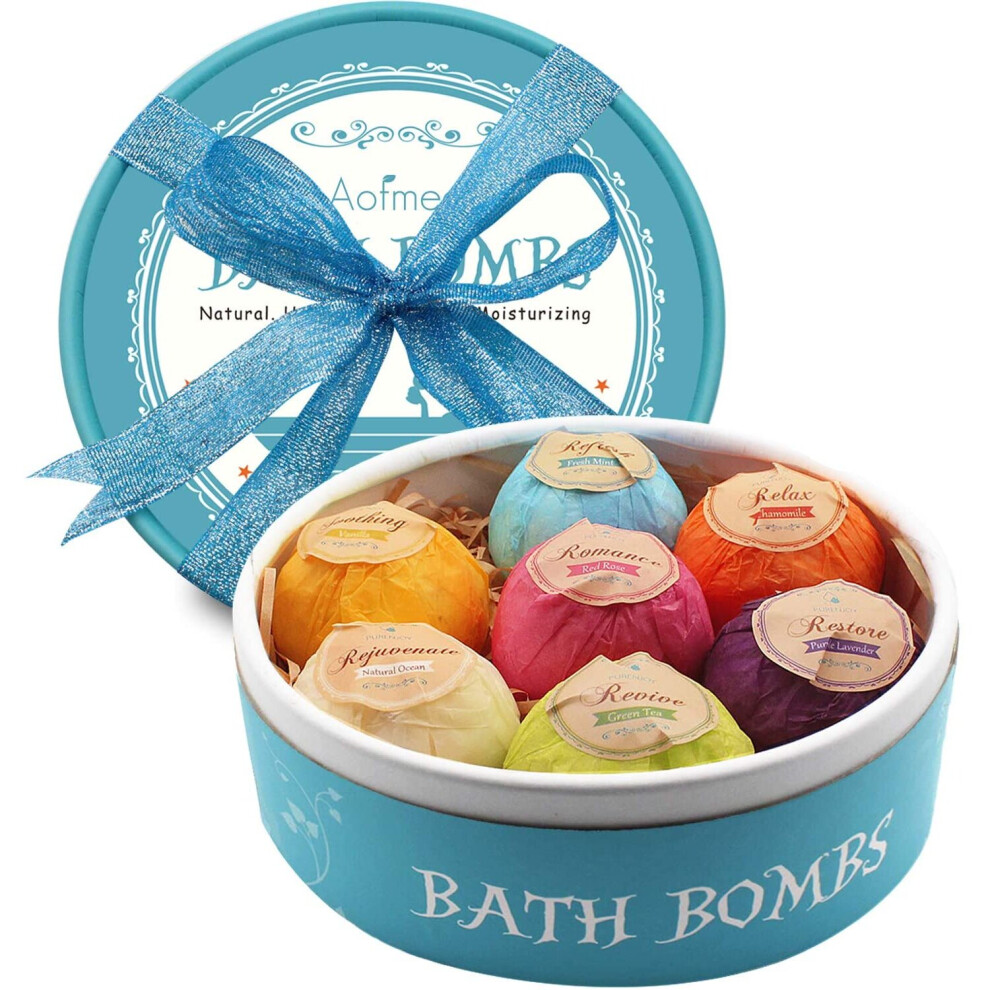 Aofmee Bath Bombs Gift Set, Fizzies Spa Kit Perfect for Moisturizing Skin - 7pcs