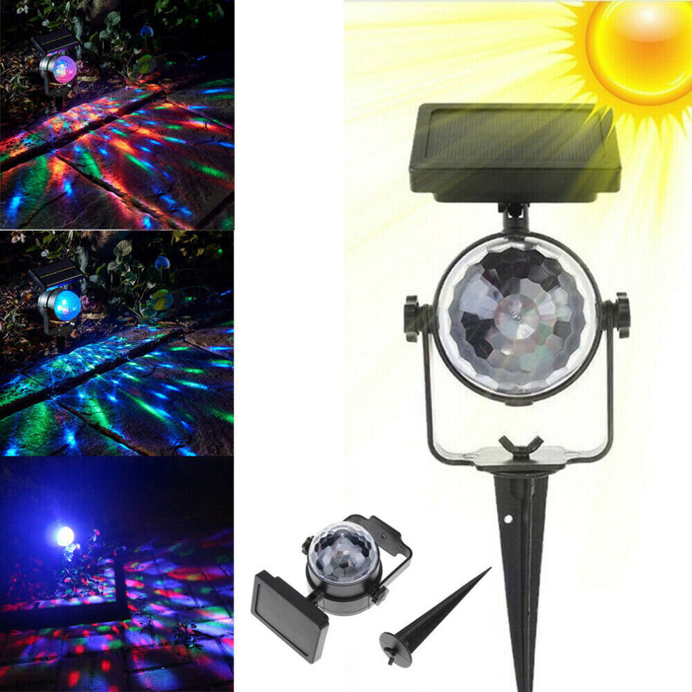 LED RGB Solar Projector Light Spotlight Auto Rotating Outdoor Garden Lawn Lamps
