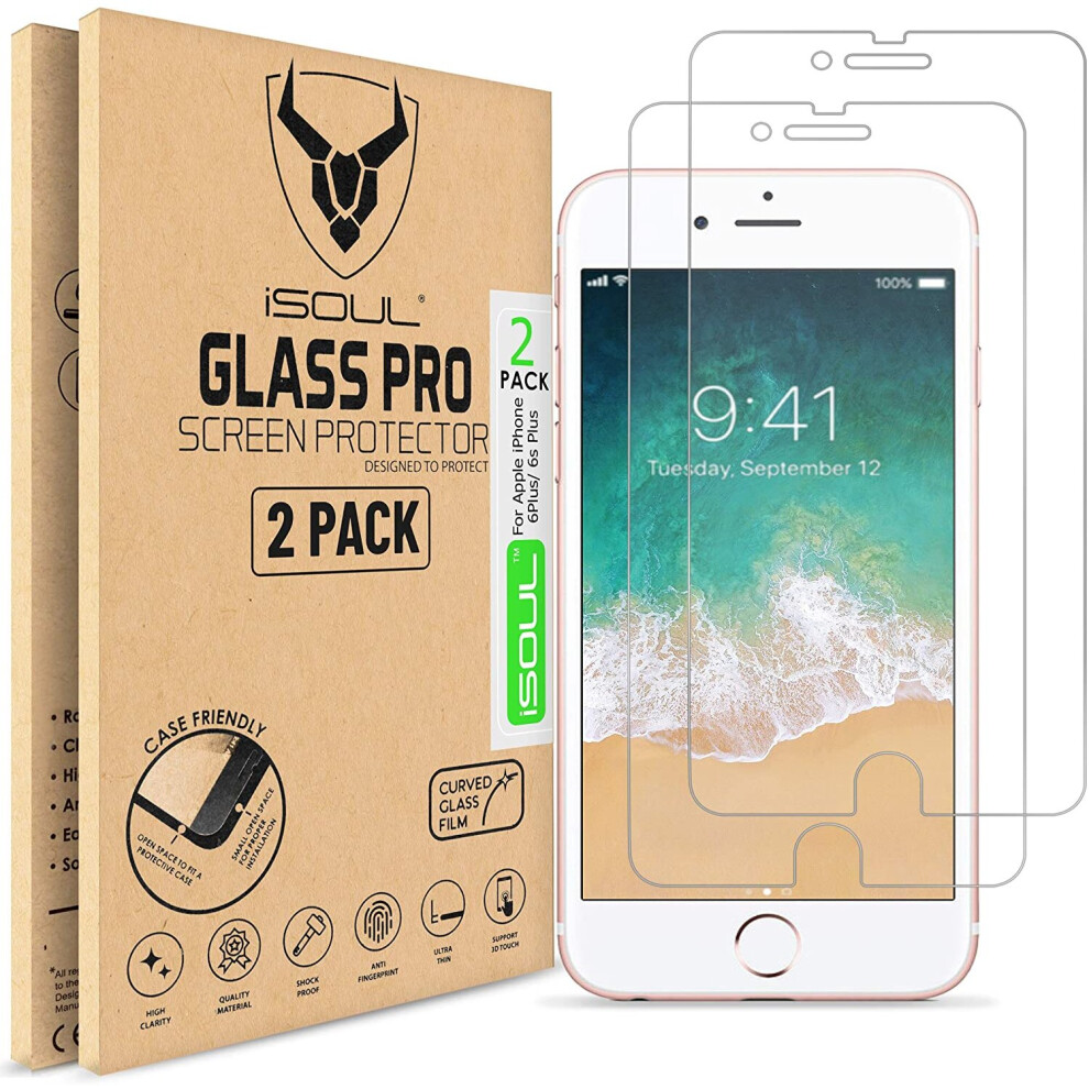 [2 Pack] Screen Protector For Apple Iphone 6 Plus/6S Plus/7 Plus/8 Plus Tempered Glass Film 9H Hd Isoul, 0.26Mm Premium Shatterproof Protectors 5.5" 5055860592474