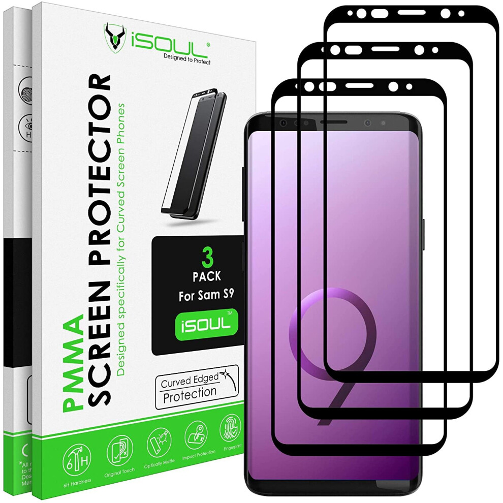 ISOUL [3 Pack Flexible Screen Protector for Samsung Galaxy S9 5.8"[Support Finger Sensor] 6H PMMA Nano Material HD Full Coverage Film Anti Explosion