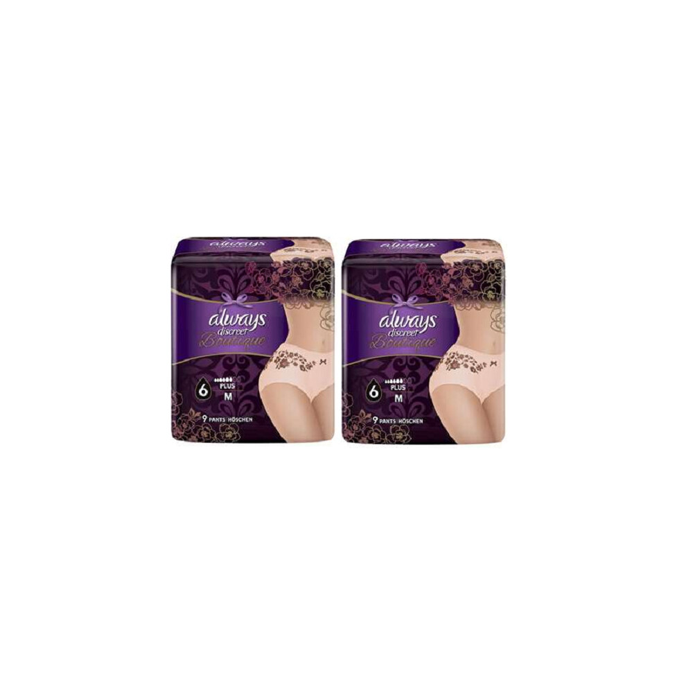 Always Discreet Boutique 6 Plus Medium UK-10-16 EU-36-44 2x9Pk=18 In Total