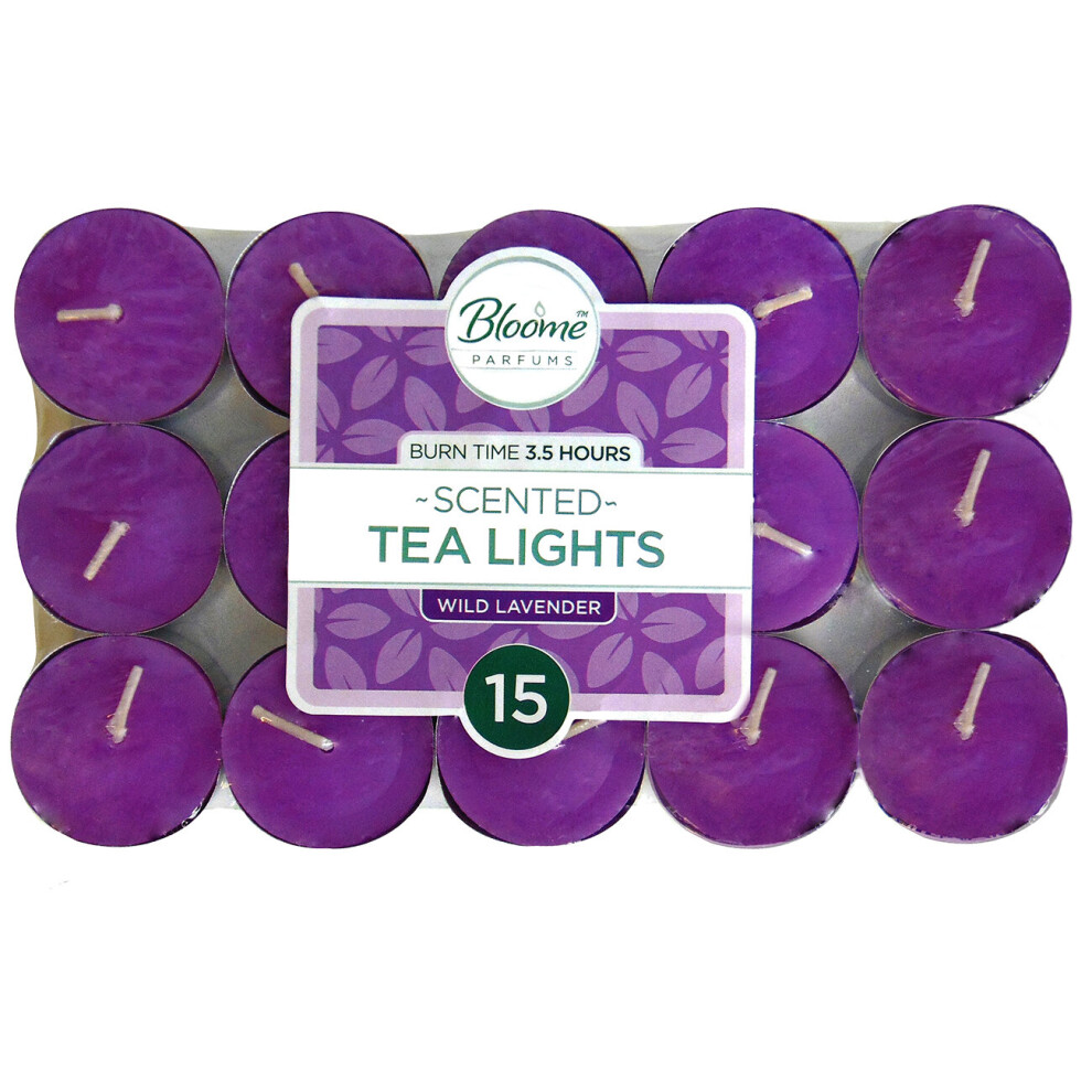 (LAVENDER) 15pk Fresh Tea Lights Scented Candles Long Burning