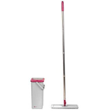 Kleeneze KL062253EU Flat Head Mop and Bucket Set, Pink/Grey