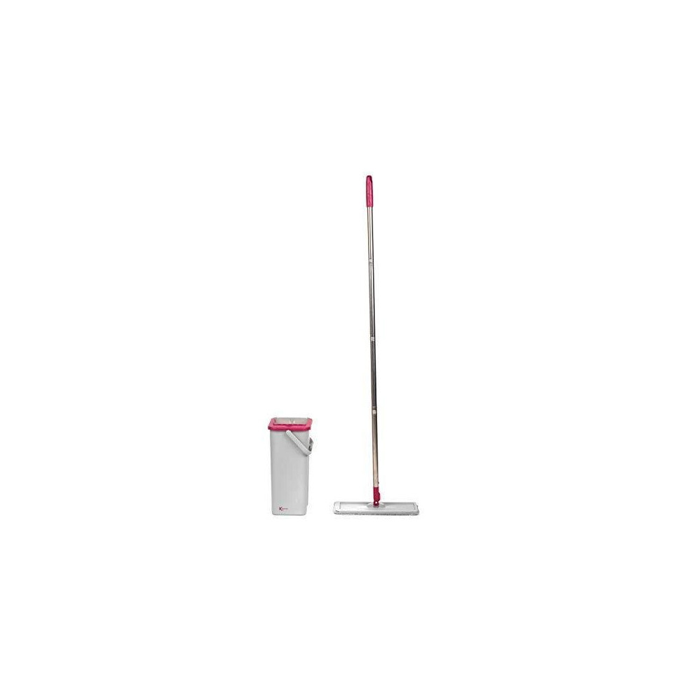 Kleeneze KL062253EU Flat Head Mop and Bucket Set, Pink/Grey