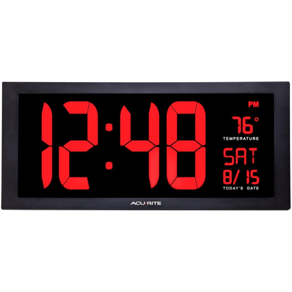 Acu-Rite AcuRite 75100C 18-Inch Large Led Clock with Indoor Temperature, Black