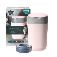 Tommee Tippee Lixeira para Fraldas Twist & Click com Proteção Anti-Odores, Inclui 1x Cartucho com Filme Multicamadas Antibacteriano - Rosa