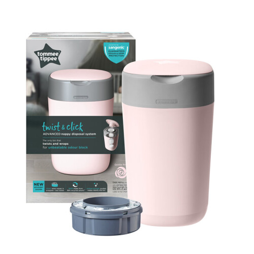 Tommee Tippee Tommee Tippee Twist & Click Nappy Disposal Bin - Gentle Pink