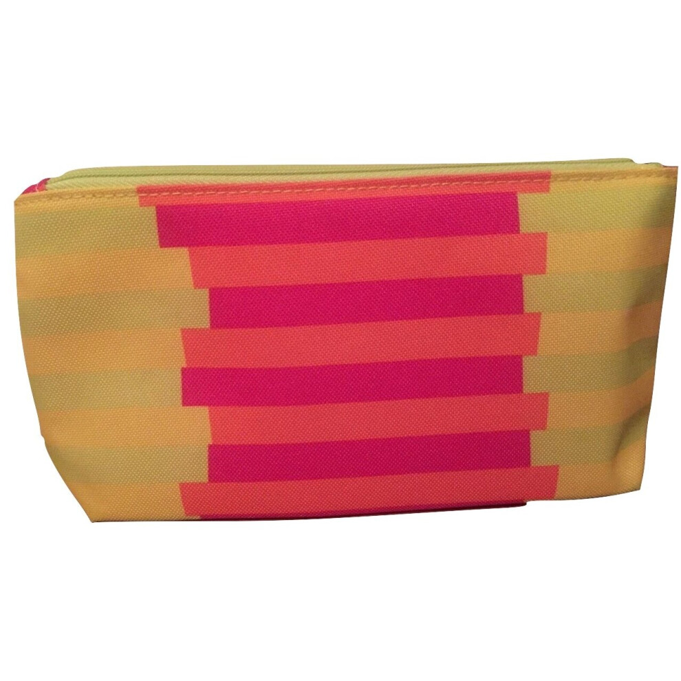 Clinique Donald X bright colourful stripe makeup bag