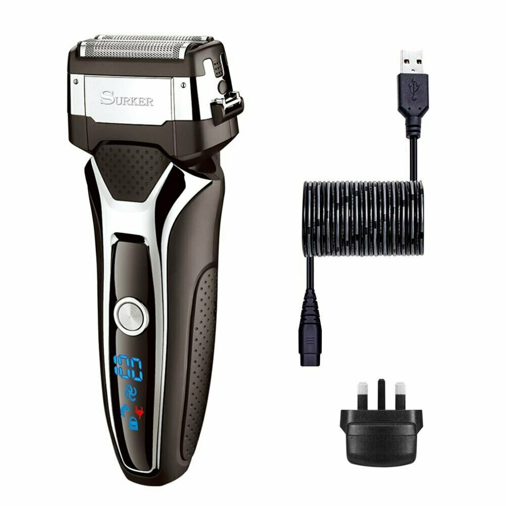 Surker Mens Electric Cordless Shaver Razor Beard Trimmer USB Rechargeable Wet