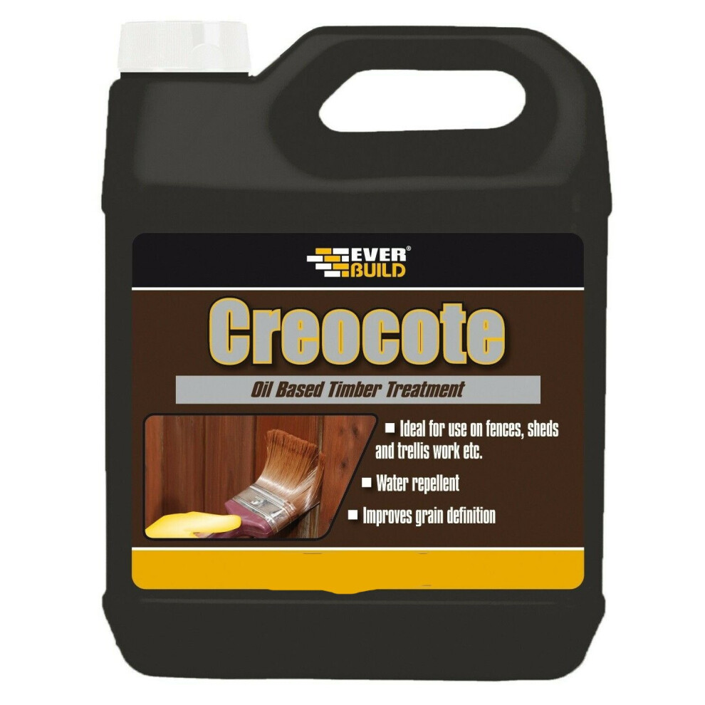 EVERBUILD 4LTR CREOCOTE Dark Brown Replaces Creosote Fence Wood Treatment