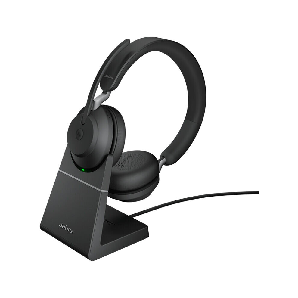 Jabra Evolve2 65 Stereo Wireless On-Ear Headset with Stand (Microsoft Teams, USB Type-C, Black)