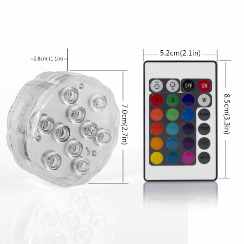 Ranpo 4PCS υποβρύχια φώτα Led φώτα αδιάβροχα RGB τηλεχειριζόμενα φώτα πισίνας λίμνης 2