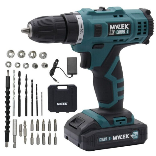 MYLEK MYLEK 21V Compakt Cordless Drill & 29pc Accessory Kit