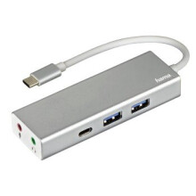 Hama USB 3.1 Type-C Hub 1:3 "Aluminium", 2x USB-A, USB-C, 3.5 mm Audio