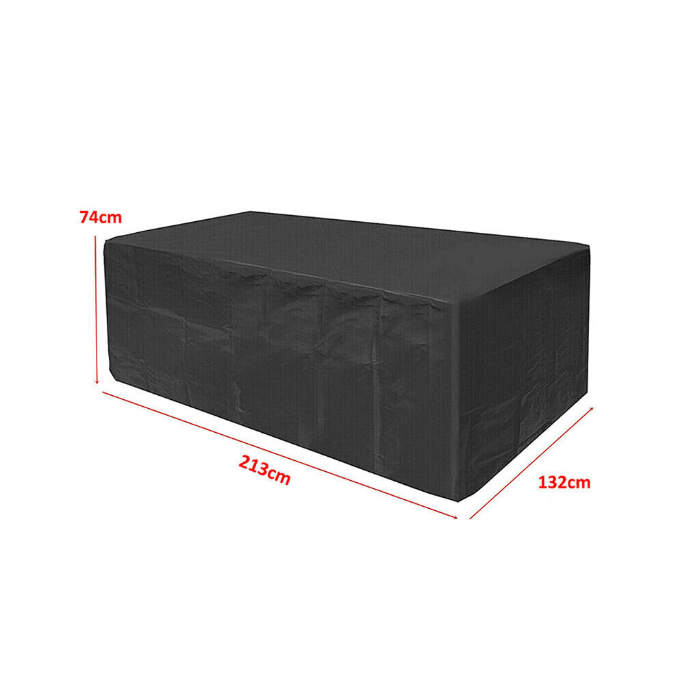 (, 213*132*74Cm) Heavy Duty Waterproof Garden Patio Furniture Cover Outdoor Large Rattan Table Black
