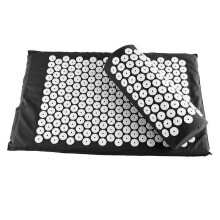 (Black) Pro Acupressure Massage bed of nails Yoga Mat Pillow Relax Stress Pain Relief