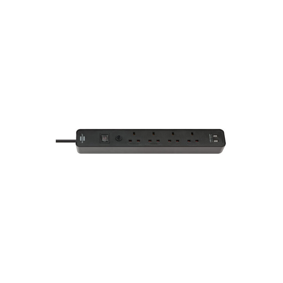 Brennenstuhl 1153243006 Ecolor 4 Way Black SASO Extension Socket w/USB 3m