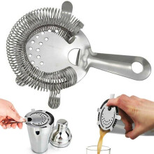Stainless Steel Kitchen Cocktail Shaker Filter Bar Ice Bucket Prong Strainer