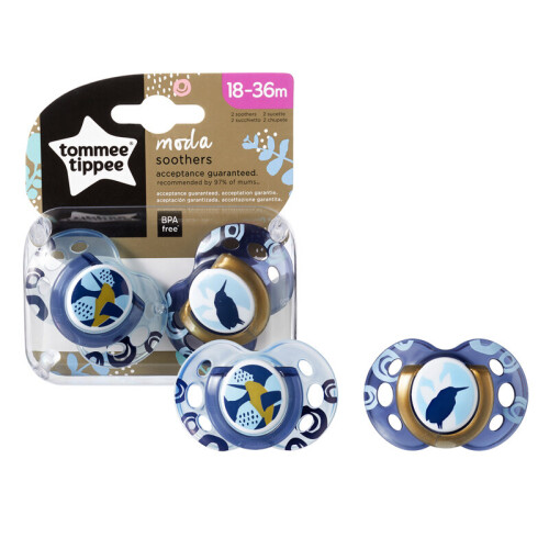 Tommee Tippee Tommee Tippee Moda Silicone Soothers, Orthodontic Design, 18-36m, 2 Pack