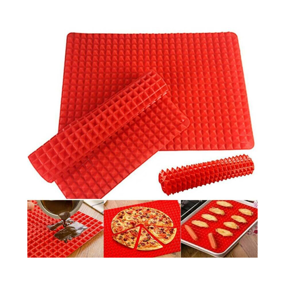 Pyramid Non Stick Silicone Oven Baking Tray Sheets Mats Pan Fat Reducing Cooking