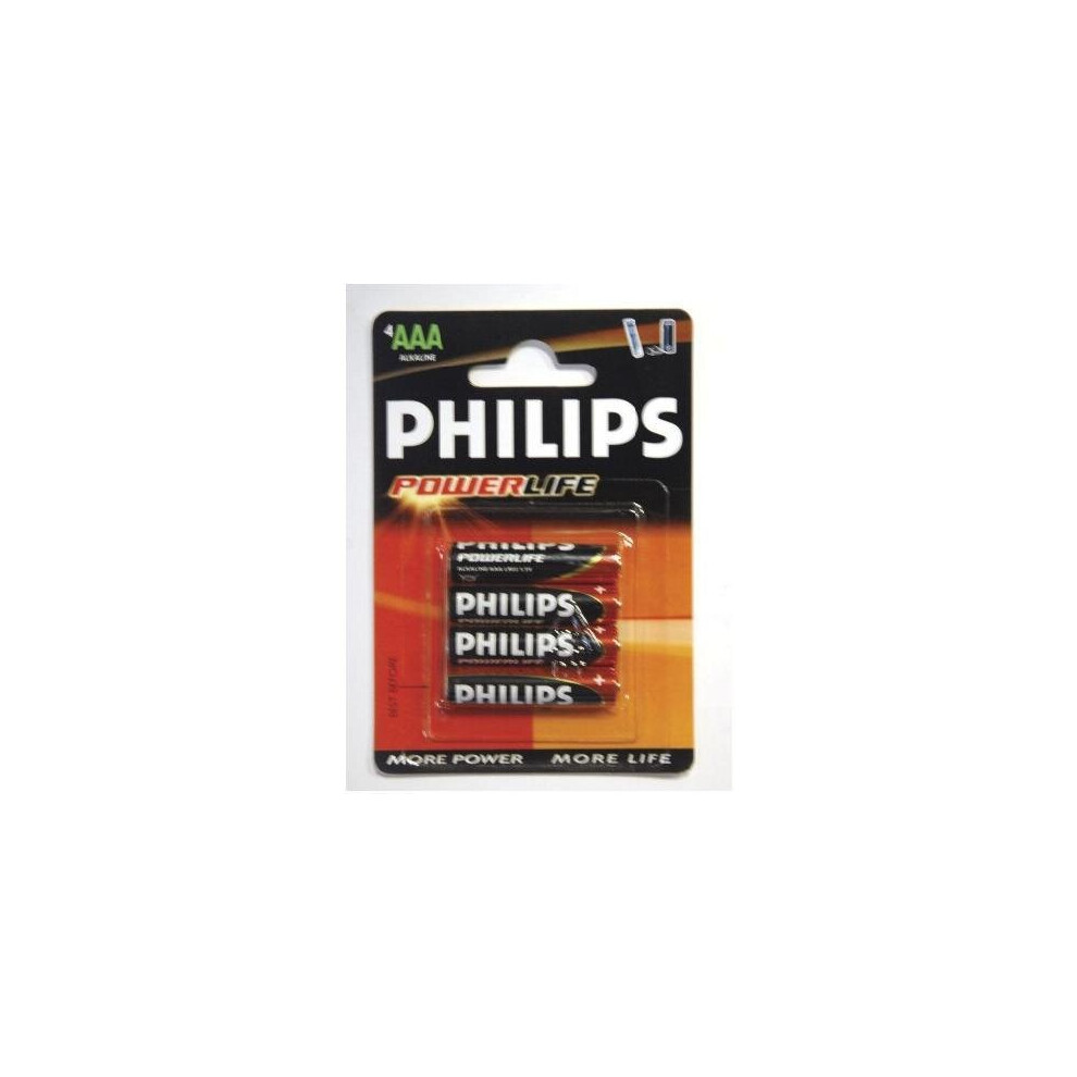 Philips Power Alkaline Battery LR03 AAA Cell X4