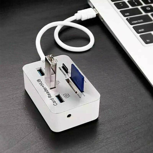 3 Port USB 3.0 Hub Aluminum MS SD M2 TF Multi-In-1 Memory Card Reader Adapter 2