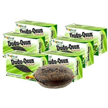 Dudu Osun Tropical African Black Soap Scented with Osun - 6 x 150g - Aloe Vera, Honey & Vitamins for Eczema, Acne & Dark Spots