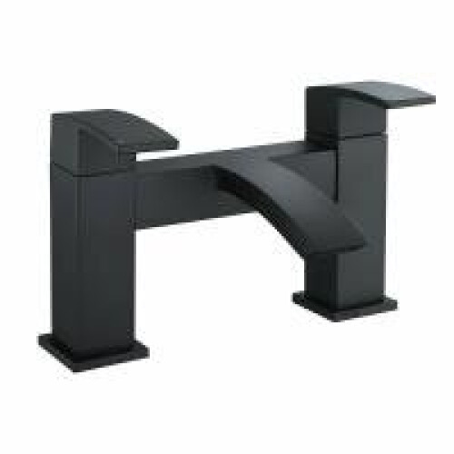 Matt Black Bath filler mixer tap square with waterfall effect