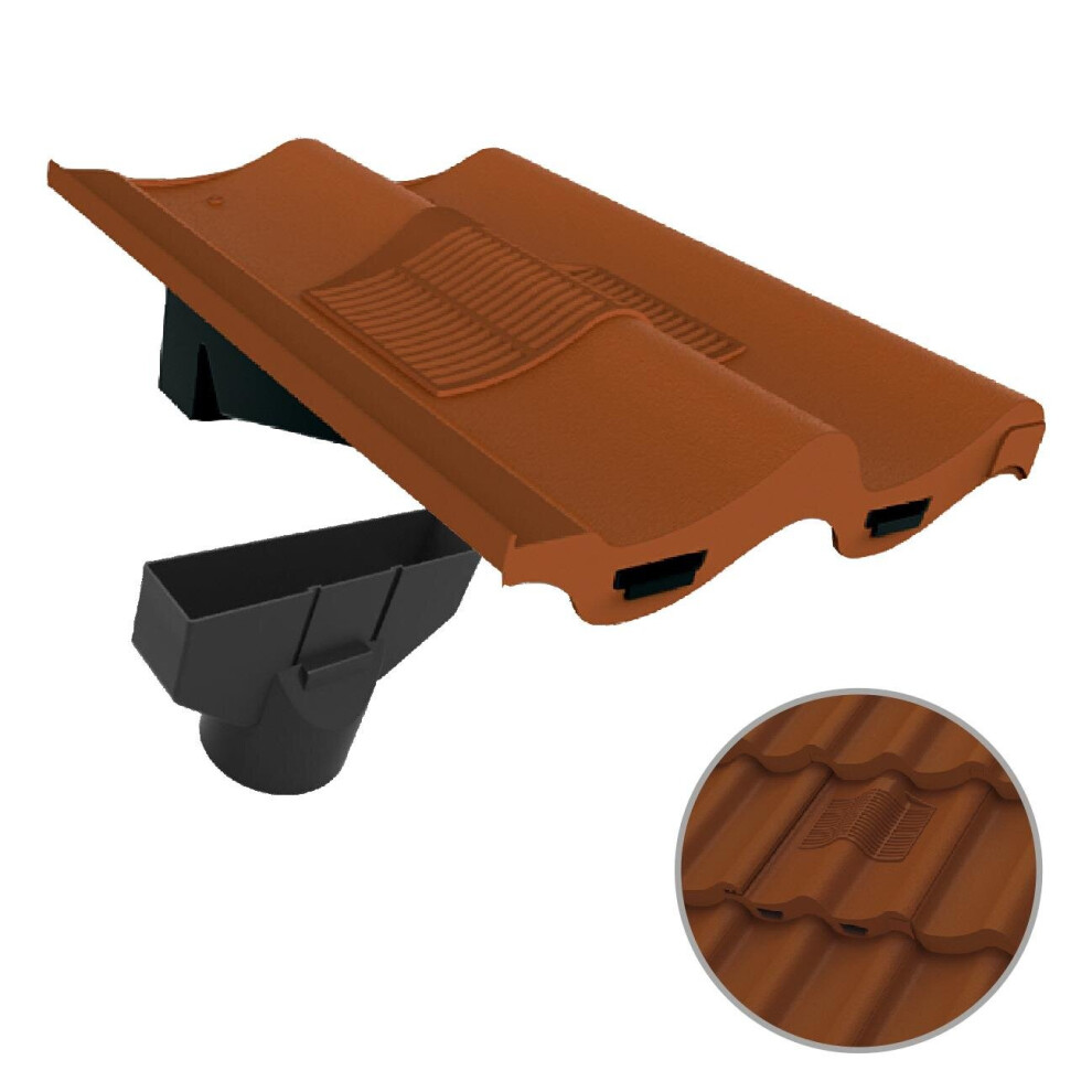 Terracotta Double Pantile Roof Tile Vent & Adapter, Marley Redland Sandtoft