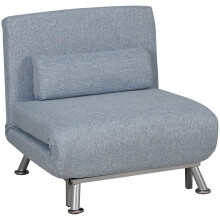 HOMCOM Linen Folding 5 Position Convertible Sleeper Chair Bed, Blue