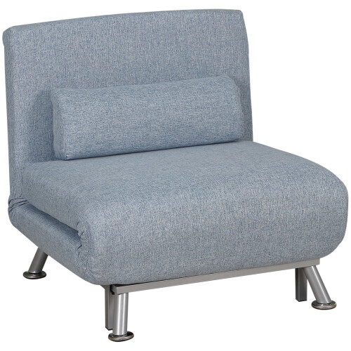 Homcom HOMCOM Linen Folding 5 Position Convertible Sleeper Chair Bed, Blue