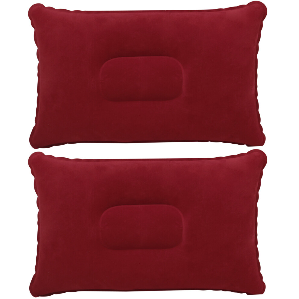 Trixes Inflatable Pillow For Travel Or Camping - Blow Up Pillow – Twin Pack Burgundy
