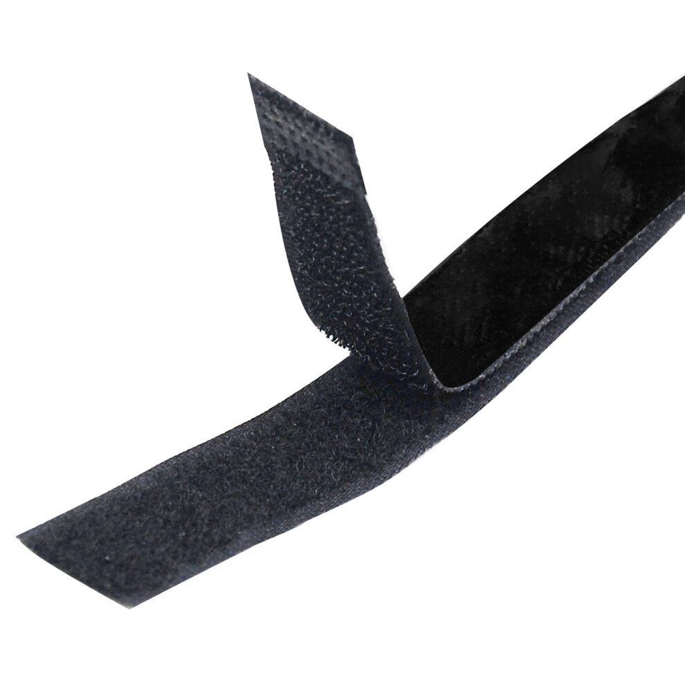 TRIXES 1M Long 20mm Wide Self Adhesive Black Strips Hook and Loop Fastener