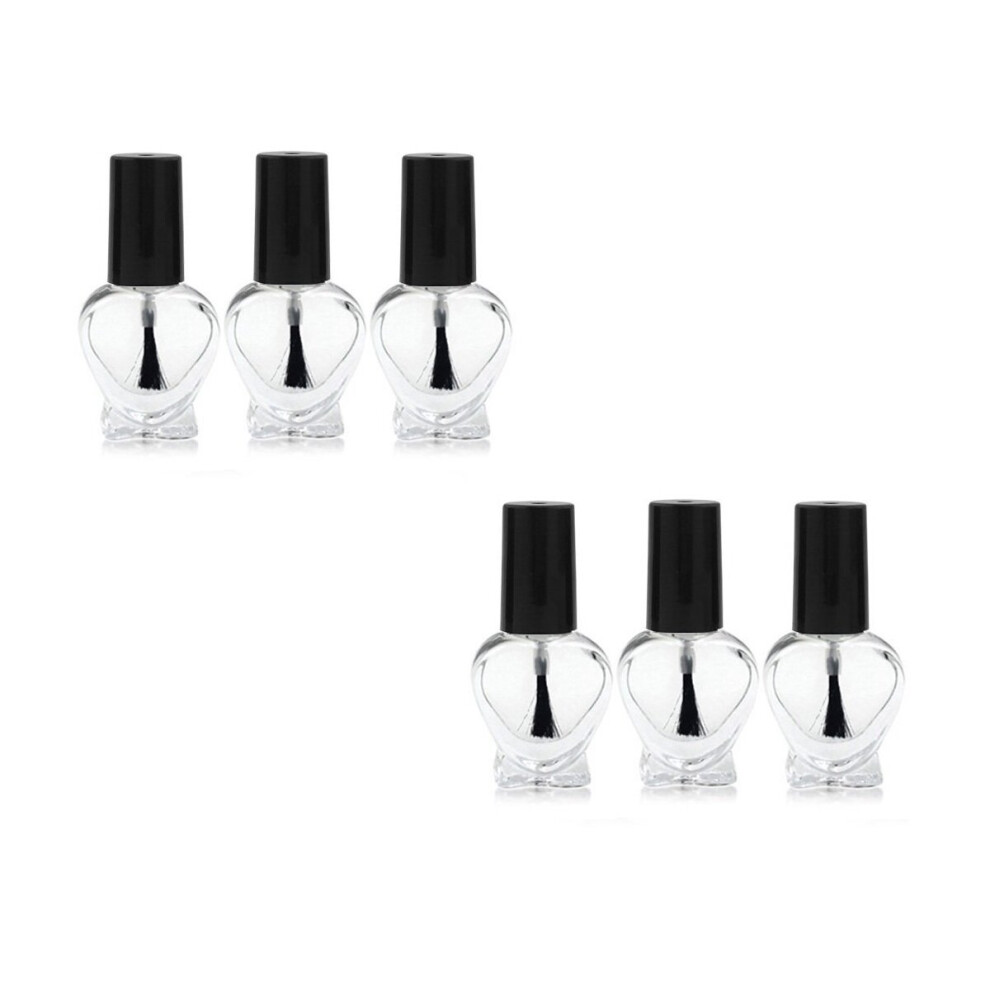 Trixes 6 Empty Heart Shaped Nail Manicure Top Coat Varnish Bottles