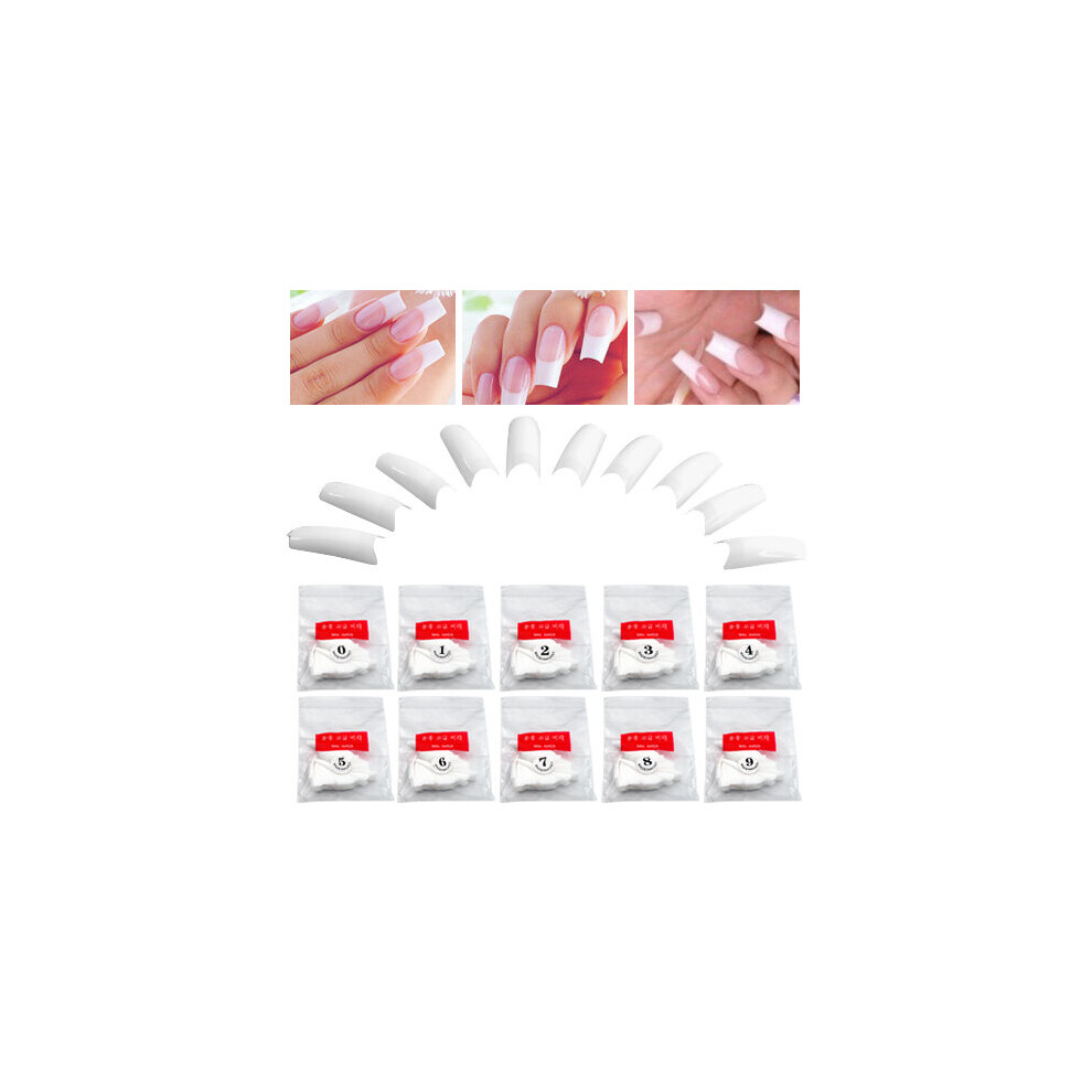 TRIXES 500 White French False Acrylic Nail Art Tips Gel Makeup