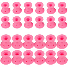 TRIXES Set of 24 Pink Silicone Hair Curlers Gift for Her for Effortless Heat Free Hair Styling
