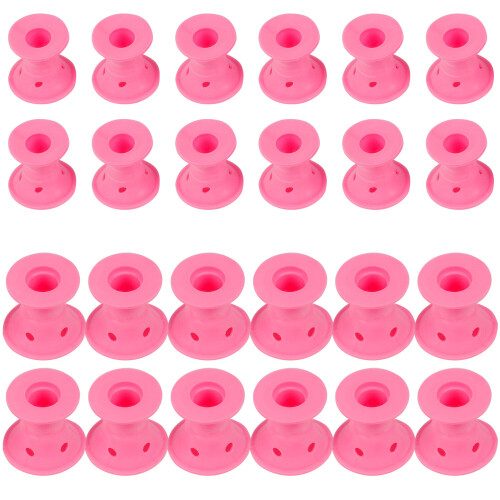TRIXES Set of 24 Pink Silicone Hair Curlers Gift for Her for Effortless Heat Free Hair Styling