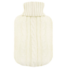 TRIXES Knitted Cover For Hot Water Bottle - Beige Knitted Insulator - Cover only (Hot water Bottle not Included)