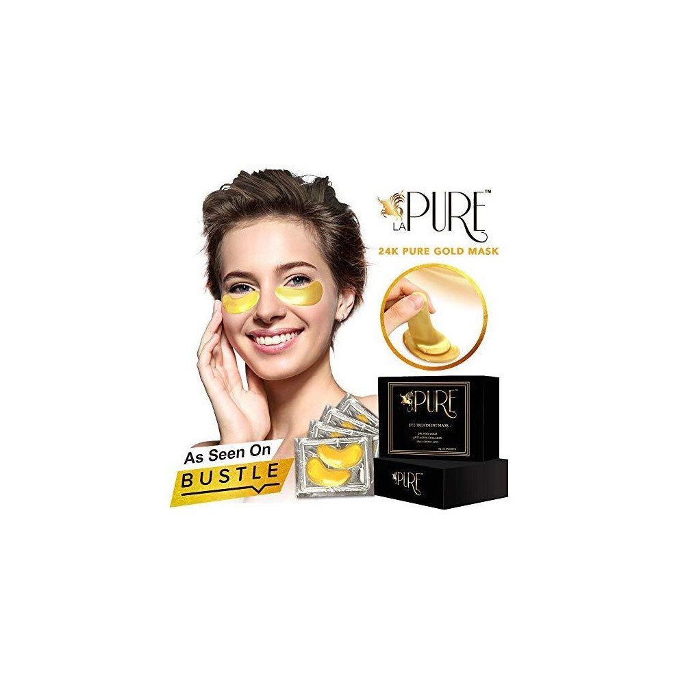 LA PURE 24K Gold Eye Treatment Mask | Eye Masks for Dark Circles, Anti Wrinkle Treatment, Under Eye Gel Pads, Eye Mask for Puffy Eyes, Skincare, Hyd