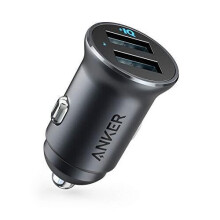 Anker Car Charger, Mini 24W 4.8A Metal Dual USB Car Charger, PowerDrive 2 Alloy Flush Fit Car Adapter with Blue LED, for iPhone XR/Xs/Max/X/8/7/Plus