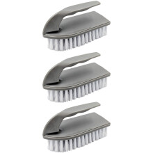 3pk Plastic Scrubbing Brush with Stiff Nylon Bristles Mould, Limescale and Grout Remover Ergonomic and Heavy Duty Cleaning Products