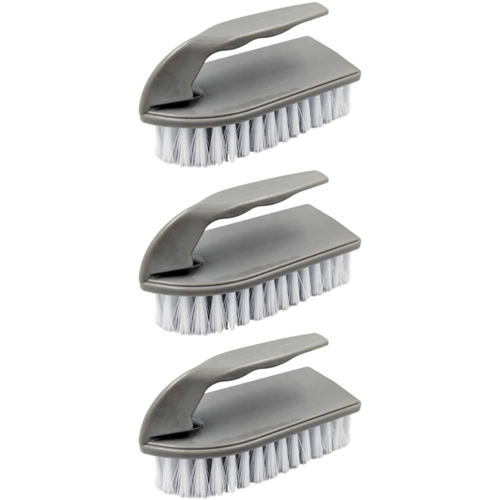 3pk Plastic Scrubbing Brush with Stiff Nylon Bristles Mould, Limescale and Grout Remover Ergonomic and Heavy Duty Cleaning Products
