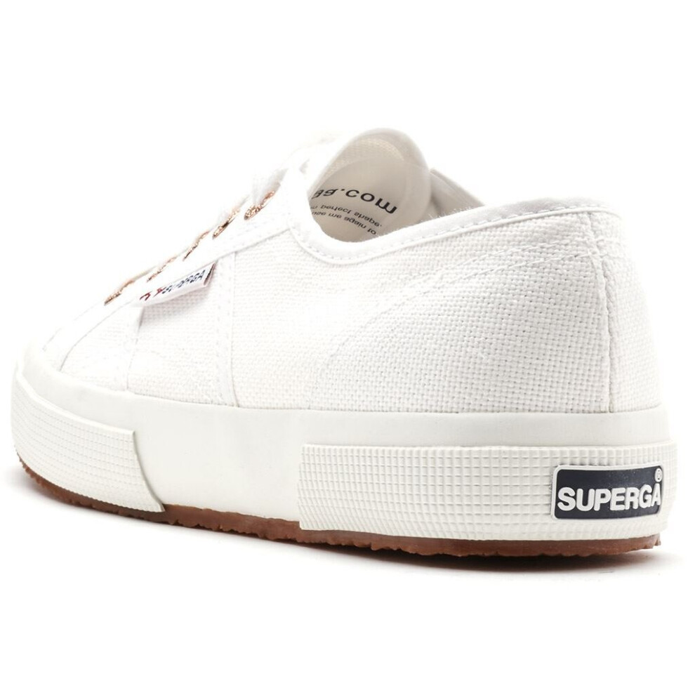 Superga 2750 Cotu Classic Canvas Shoes in White Rose Gold Eyelets C69 [UK 7.5 / EU 41.5 / US 8.5]