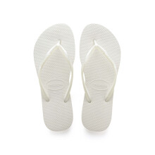 Havaianas Slim Flip Flops Women Summer Beach Pool Sandals in White 4000030 0001 [UK 6/7 / BR 39/40]