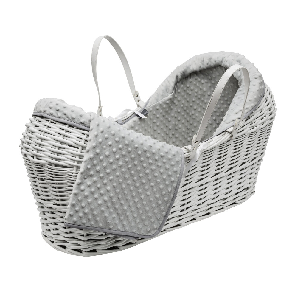 Grey Dimple White Pod Moses Basket with Mattress