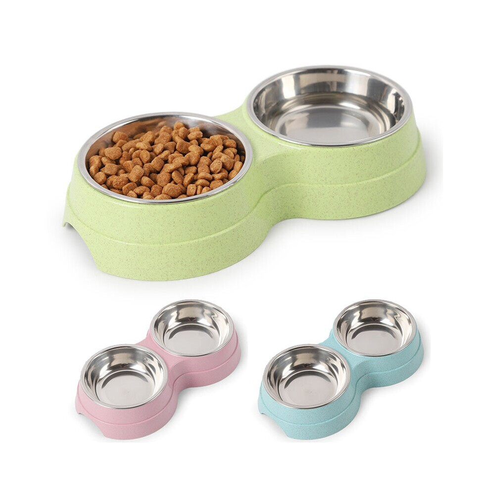 Double Pet Bowls Dog Food Water Feeder Stainless Steel Pet Drinking Dish Feeder Cat Puppy Feeding Supplies Small Dog Accessories