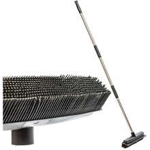 Rubber Broom Indoor Floor & Carpet Sweeper Silicone Bristle Remove Pets Hair from Flooring Pile Rug Long Collapsible Handle Kitchen Floor Brush Rake