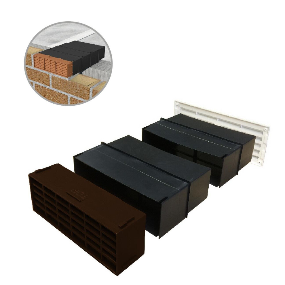 9" x 3" Extendable Combination Cavity Wall Sleeve Vent with Brown Air Brick